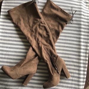 *WIDE CALF* suede back tie boots